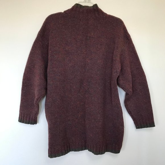 Eddie Bauer Wool Pullover Henley Knit Sweater Vintage Burgundy Heather - Picture 7 of 7
